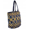 9200 - NAVY & GOLD TRELLIS DESIGN CANVAS TOTE BAG